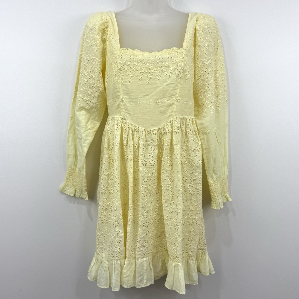 LoveShackFancy Preslina Dress‎ 00 NWT Cottagecore Eyelet Basque Waist Ruffle